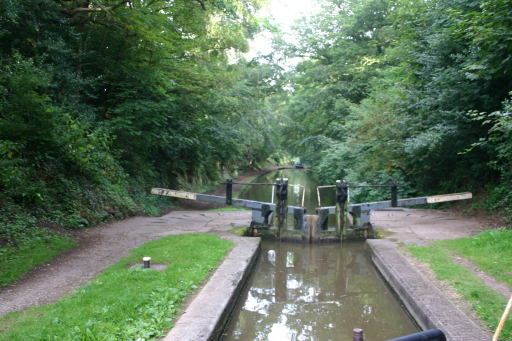 Sunshine and shade at the bottom of Tyrley locks