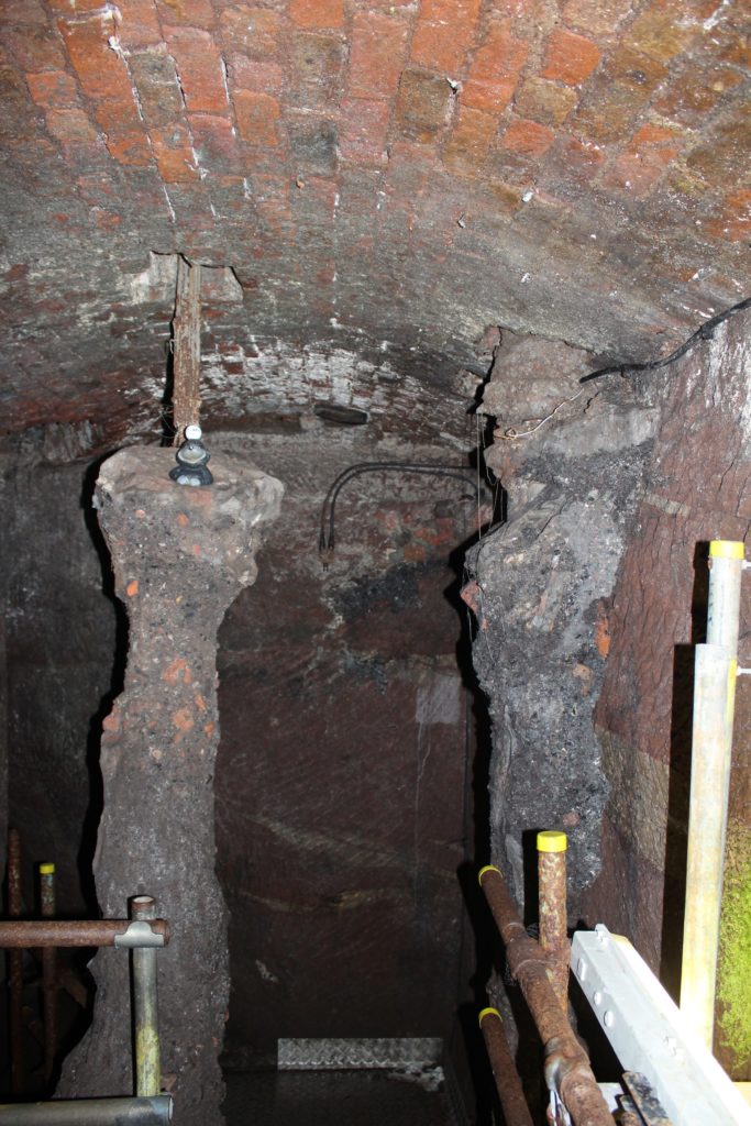 Foundation struts from the student accommodation overhead